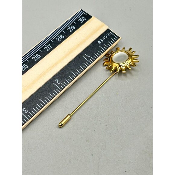 Smithsonian Avon Sunburst Gold Tone Lapel Pin with Mother of Pearl Accent - Picture 7 of 7